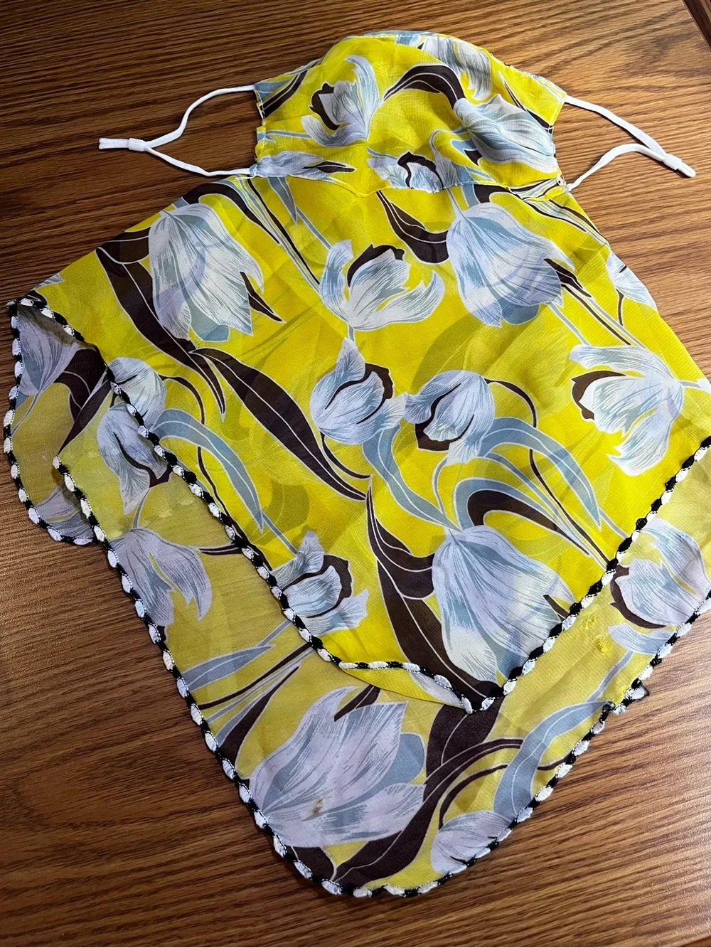 Yellow Floral, Striped and Solid Scarf Masks Set of Four